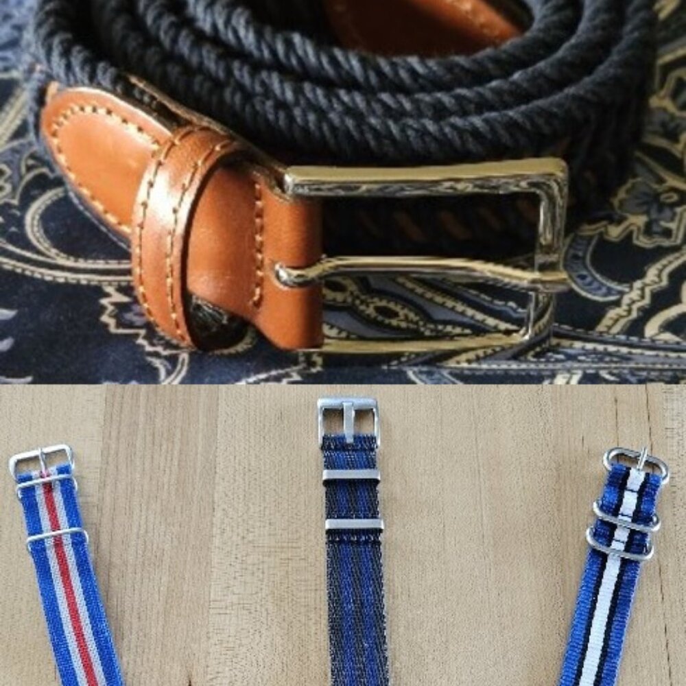 Vicomte A. Cloth/Leather Belt + 3 NATO Straps
